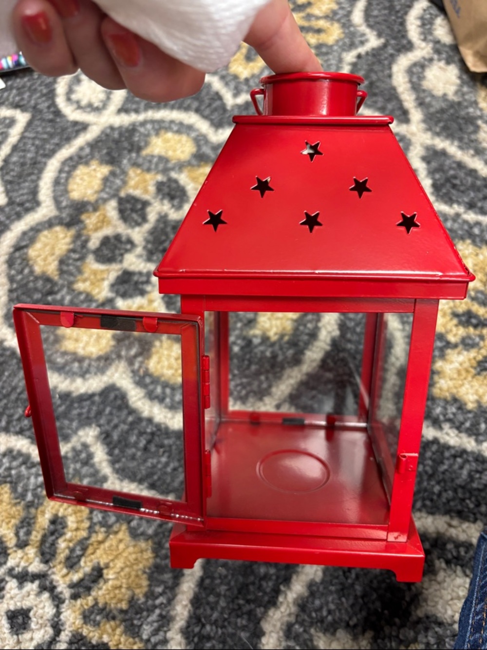 Red Decorative Metal Lantern - Home Accents